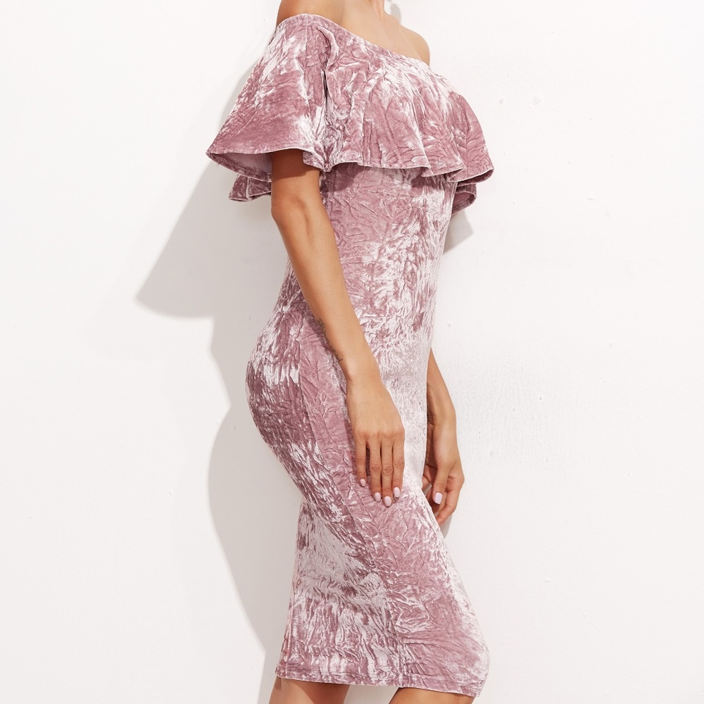 Unbranded Beautiful Party Off Shoulder Velvet Dres - Picture 5 of 7